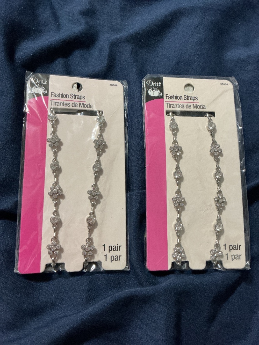 2 New in package DRITZ Silver tone Fashion Bra Straps 56666